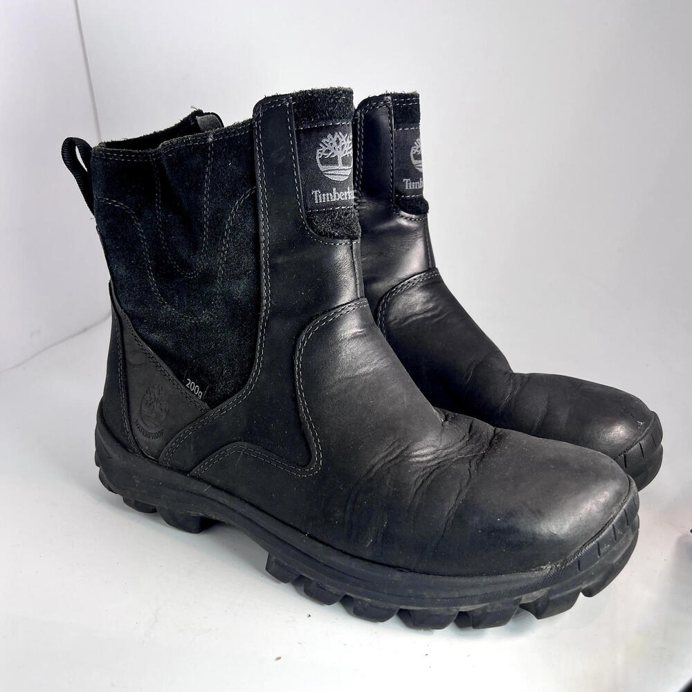 TIMBERLAND 200‎ GRAM PRIMALOFT LEATHER NUBUCK BOOTS BLACK/BLACK SIZE 10
